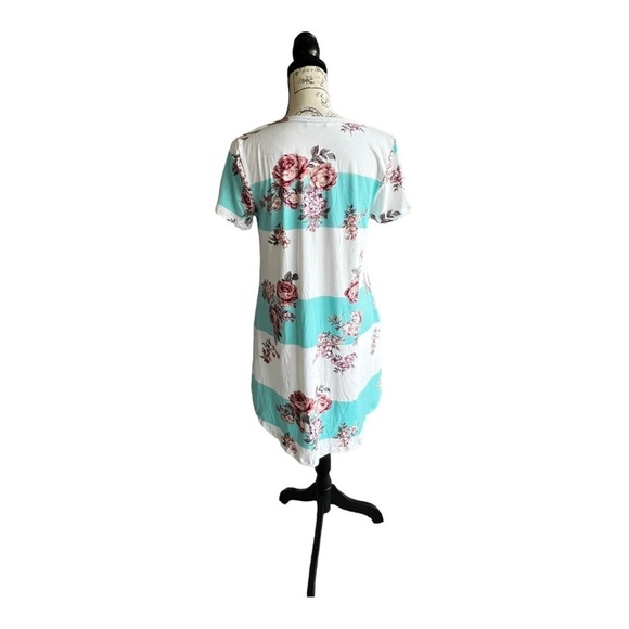 Viamore Floral and stripe T-shirt dress size Medium - Picture 3 of 7